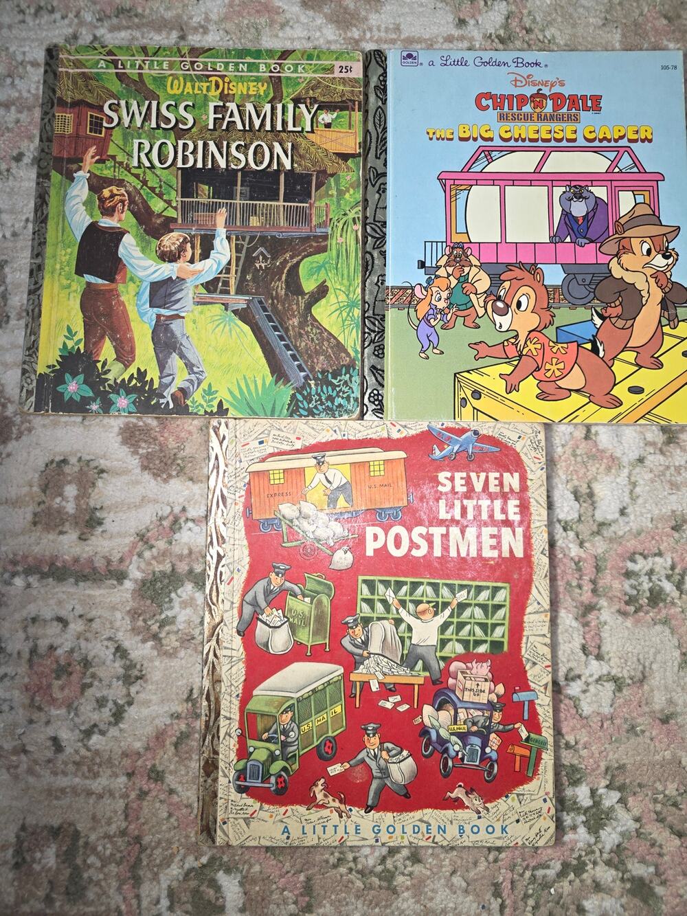 set of 3 Little Golden Books - Swiss Family Robinson & others